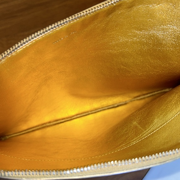 Authentic Céline Cabas Leather Clutch Bag Metallic Zippered Pouch - Picture 9 of 15